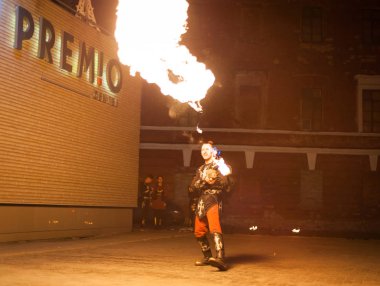 Nizhny Novgorod, Rusya-20 Nisan 2019: piroteknik festivali 