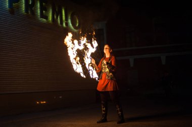 Nizhny Novgorod, Rusya-20 Nisan 2019: piroteknik festivali 