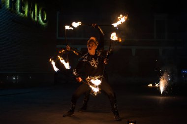 Nizhny Novgorod, Rusya-20 Nisan 2019: piroteknik festivali 