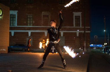 Nizhny Novgorod, Rusya-20 Nisan 2019: piroteknik festivali 