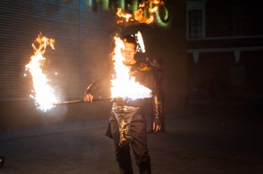 Nizhny Novgorod, Rusya-20 Nisan 2019: piroteknik festivali 