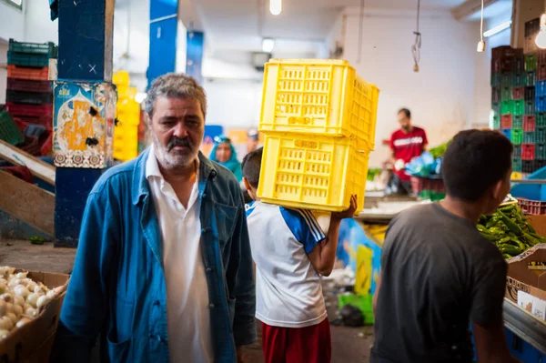 Sousse, Tunisia-09/17/2019: city market, crowds of visitors. A l — Stock Photo, Image