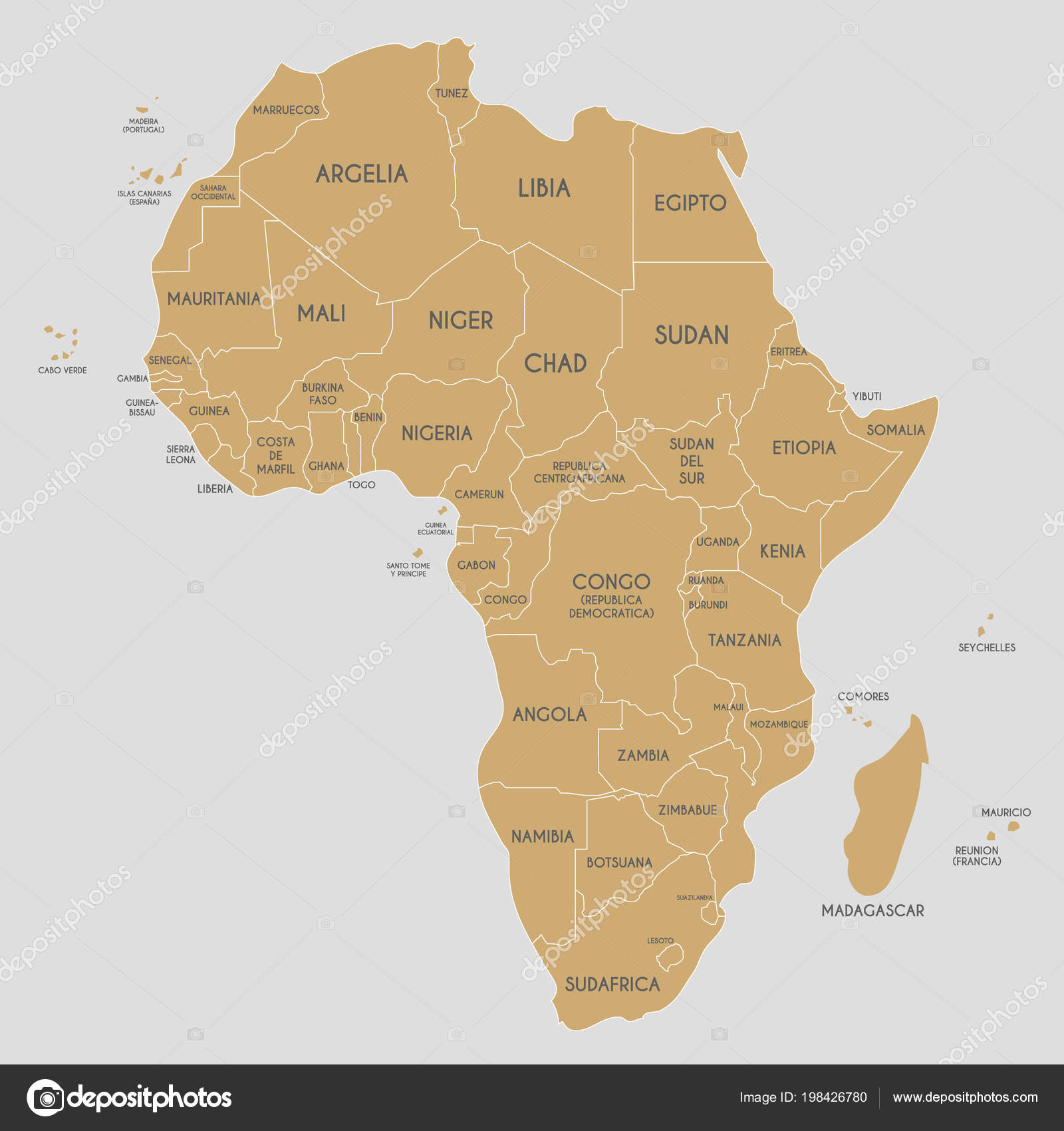 Political Africa Map Vector Illustration Country Names Spanish Political Africa Map Vector Illustration Country Names Spanish