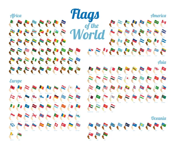Serie Bandiere Mondiali Vettoriali Isolate Sfondo Bianco Collezione Completa Alto — Vettoriale Stock