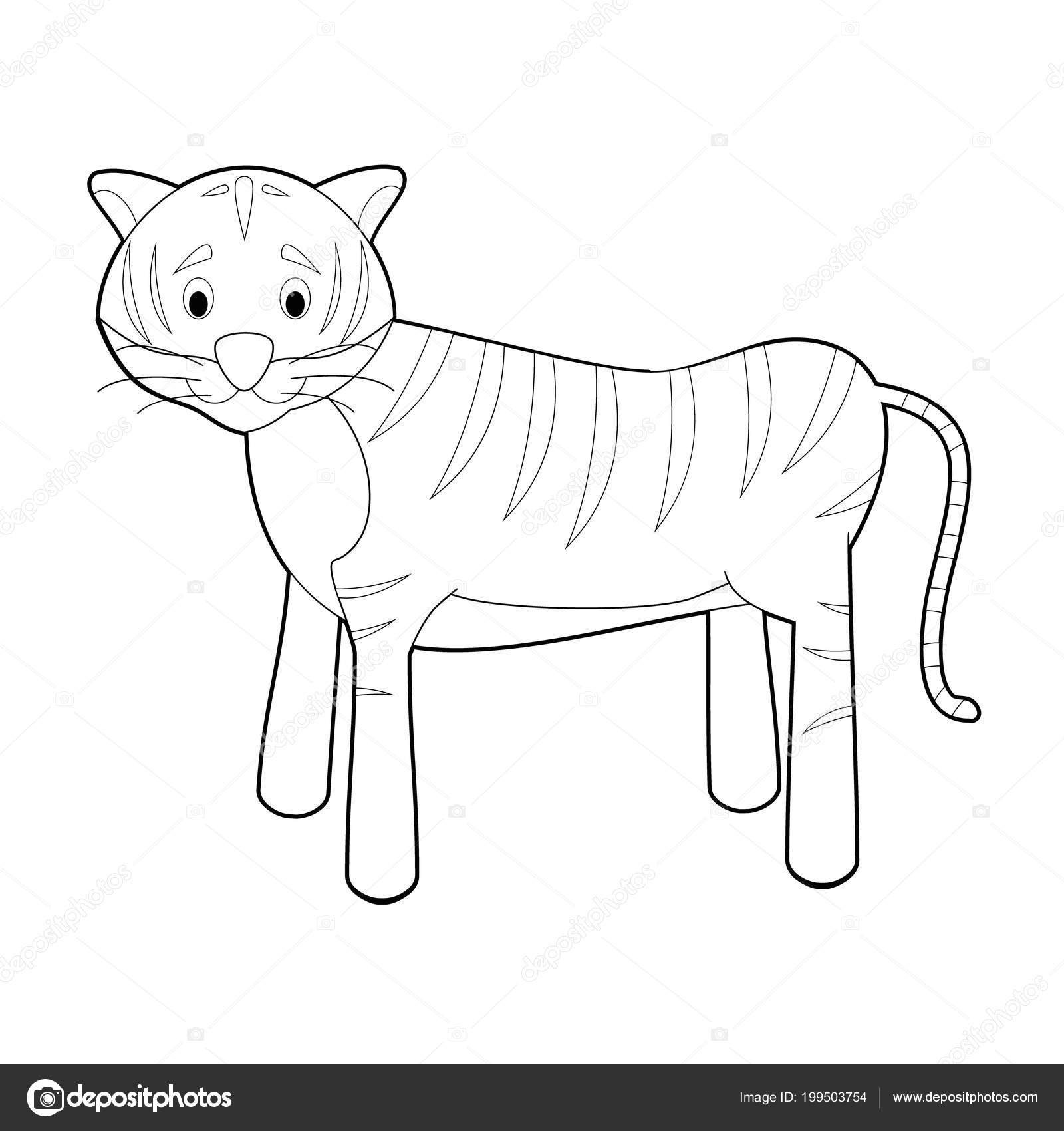 Animado Tigre Facil Fácil Para Colorear Dibujos Animales Para
