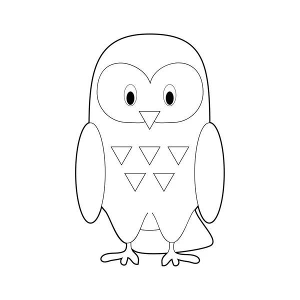 Easy Coloring Drawings Animals Little Kids Snowy Owl — Stock Vector