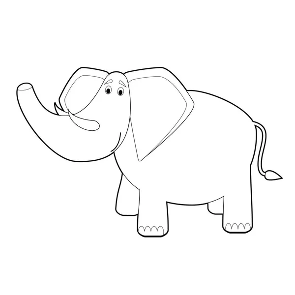 Fácil Para Colorear Dibujos Animales Para Niños Pequeños Elefante — Archivo Imágenes Vectoriales