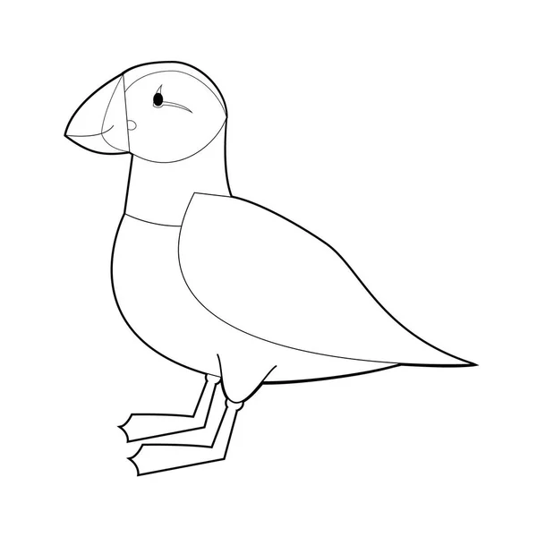 Desenhos Fáceis Colorir Animais Para Crianças Pequenas Puffin —  Vetores de Stock