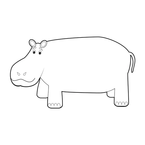 Easy Farvelægning Tegninger Dyr Til Små Børn Hippo – Stock-vektor