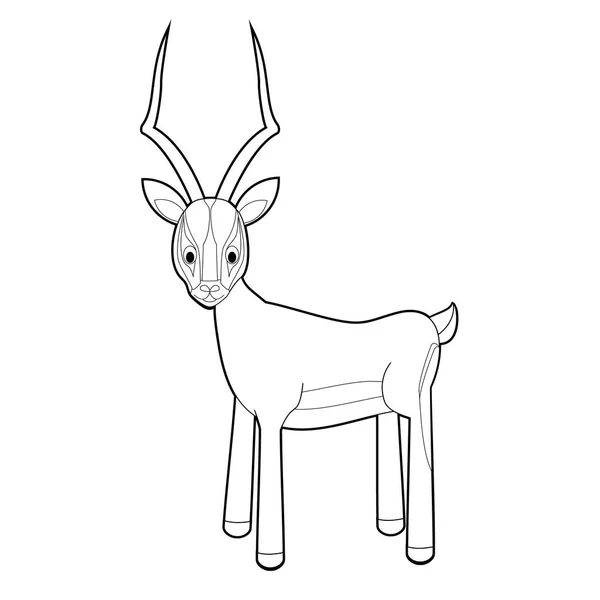 Snadné Barevné Kresby Zvířat Pro Malé Děti Impala — Stockový vektor