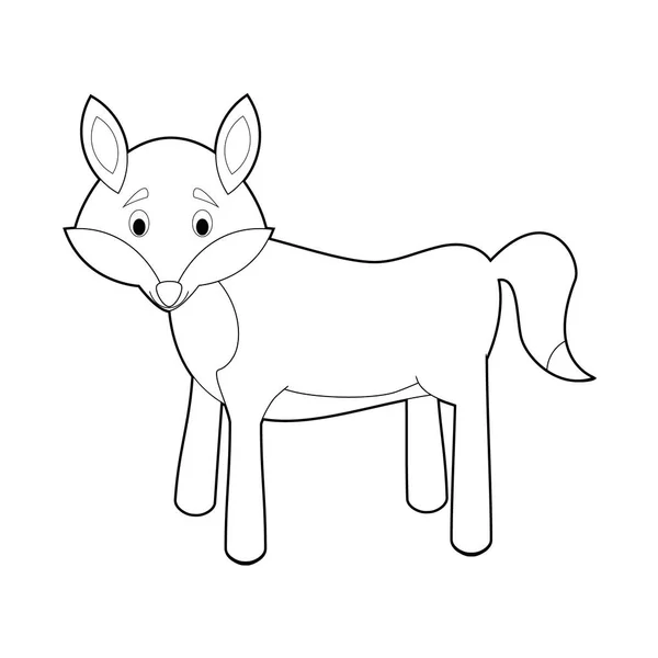 Desenhos Fáceis Colorir Animais Para Crianças Pequenas Wolf — Vetor de Stock