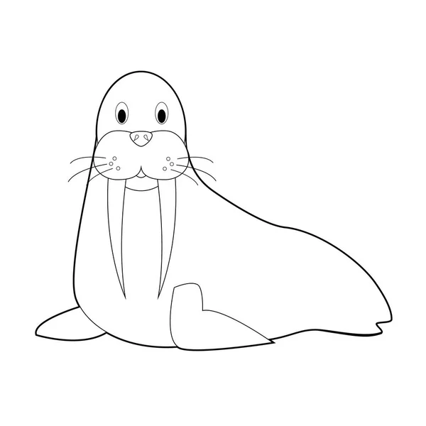Kleurplaat Eenvoudig Tekeningen Van Dieren Voor Kleine Kinderen Walrus — Stockvector