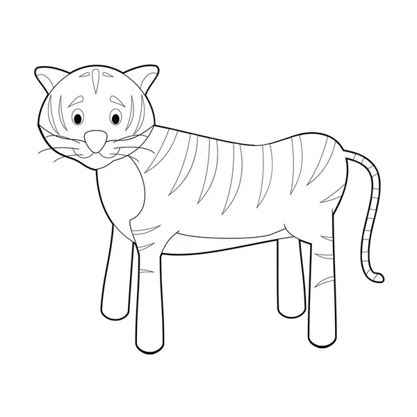 Desenhos Fáceis Colorir Animais Para Crianças Pequenas Tigre —  Vetores de Stock