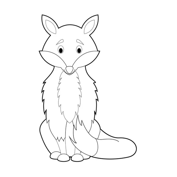 Kleurplaat Eenvoudig Tekeningen Van Dieren Voor Kleine Kinderen Fox — Stockvector