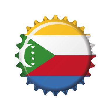 Komor Adaları Ulusal bayrak bir şişe kapağı üzerinde. Vektör çizim