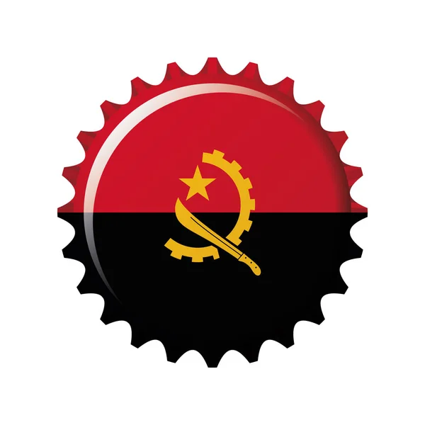 Nationalflagge Von Angola Auf Einem Kronkorken Vektorillustration — Stockvektor