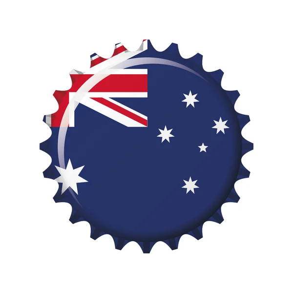 Státní Vlajka Austrálie Víčku Láhve Vektorové Ilustrace — Stockový vektor