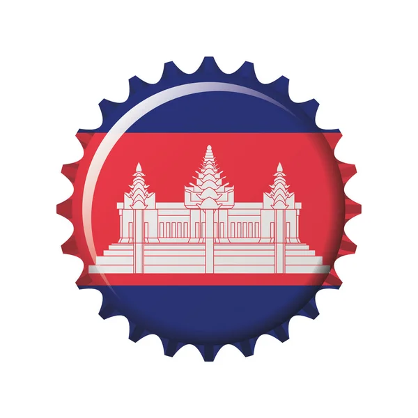 National Flag Cambodia Bottle Cap Vector Illustration — Stock Vector