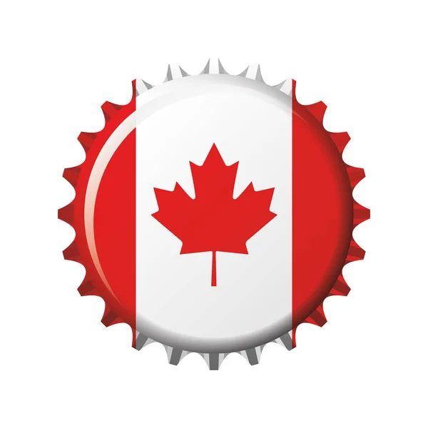 National Flag Canada Bottle Cap Vector Illustration — Stock Vector