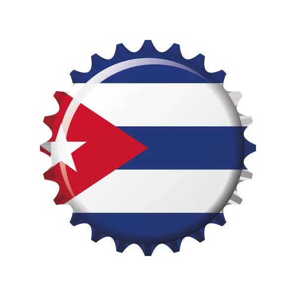 Bandera Nacional Cuba Una Tapa Botella Ilustración Vectorial — Archivo Imágenes Vectoriales