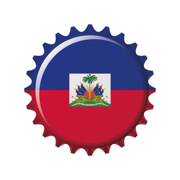 Bir Şişe Kapağı Ulusal Bayrağını Haiti Vektör Çizim — Stok Vektör