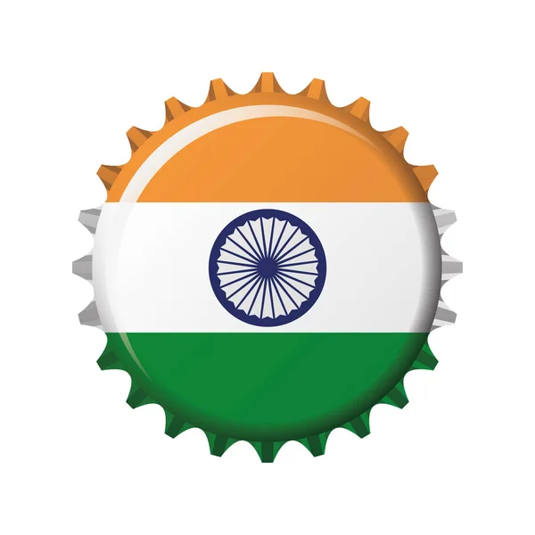 Drapeau National Inde Sur Bouchon Bouteille Illustration Vectorielle — Image vectorielle