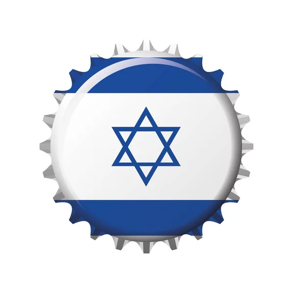 National Flag Israel Bottle Cap Vector Illustration — Stock Vector