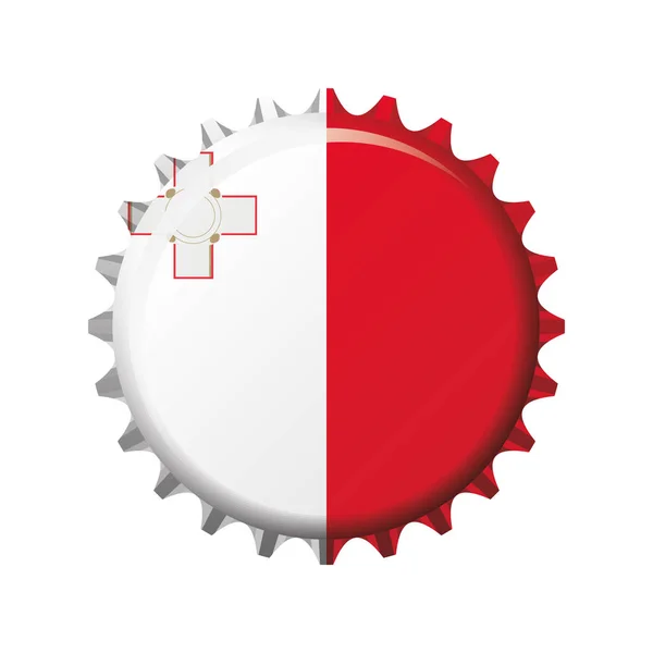 Nationale Vlag Van Malta Een Fles Dop Vectorillustratie — Stockvector