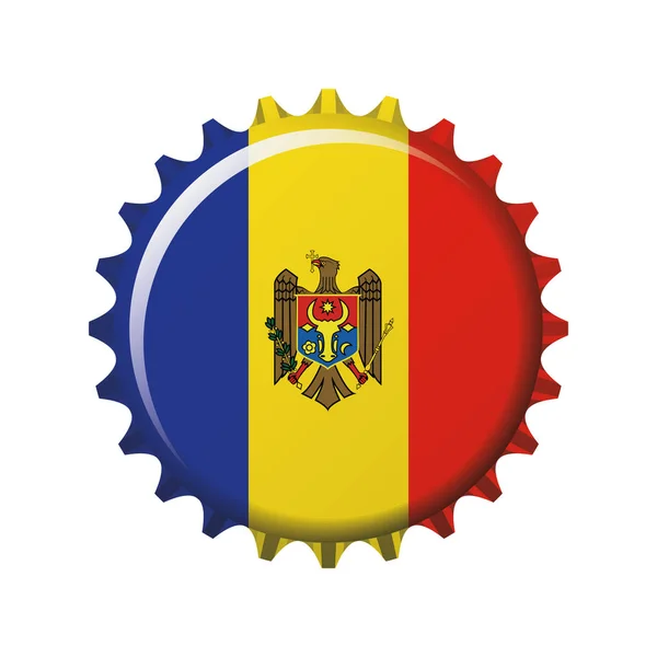 Bandera Nacional Moldavia Una Tapa Botella Ilustración Vectorial — Vector de stock