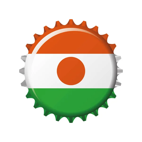 Bandera Nacional Níger Una Tapa Botella Ilustración Vectorial — Vector de stock