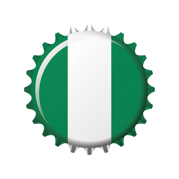 Nationalflagge Nigerias Auf Einem Kronkorken Vektorillustration — Stockvektor