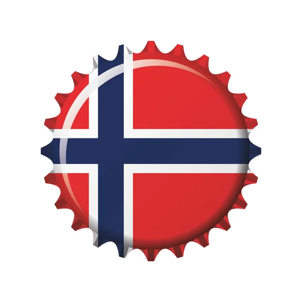 Bandera Nacional Noruega Una Tapa Botella Ilustración Vectorial — Archivo Imágenes Vectoriales