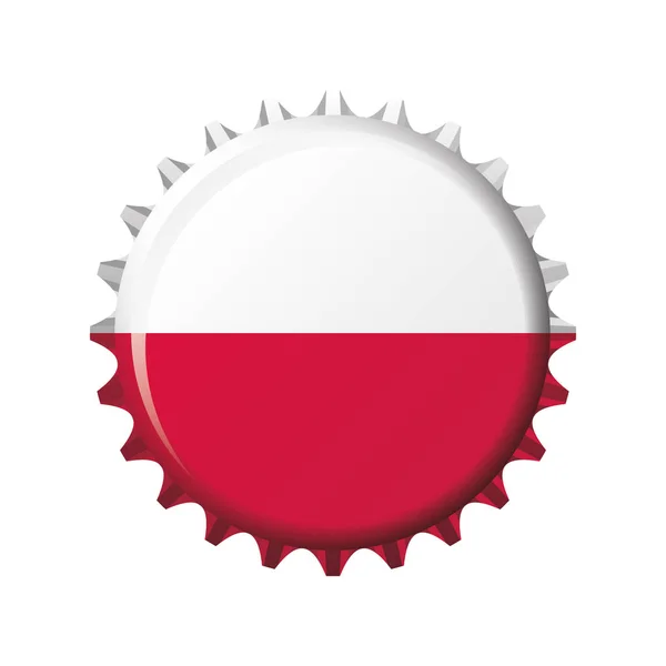 Bandera Nacional Polonia Una Tapa Botella Ilustración Vectorial — Vector de stock