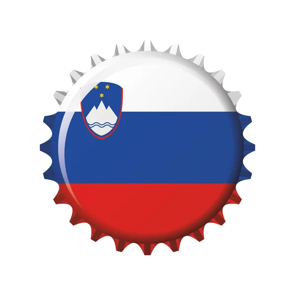 National Flag Slovenia Bottle Cap Vector Illustration — ストックベクタ