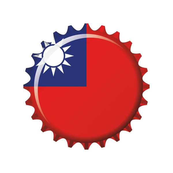 Bandeira Nacional Taiwan Uma Tampa Garrafa Ilustração Vetorial — Vetor de Stock