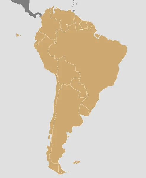 Politico Vuoto Sud America Mappa Vettoriale Illustrazione Livelli Modificabili Chiaramente — Vettoriale Stock