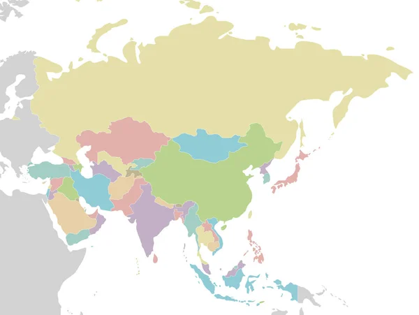 Politico Vuoto Asia Mappa Vettoriale Illustrazione Isolata Sfondo Bianco Livelli — Vettoriale Stock