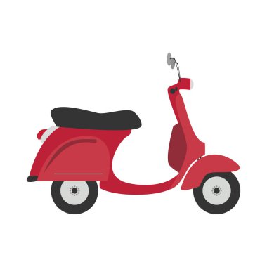 Sevimli çizgi vektör çizim kırmızı motosiklet