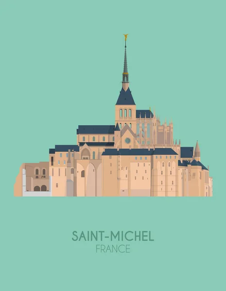 Modern Design Affisch Med Färgstarka Bakgrund Mount Saint Michel Frankrike — Stock vektor