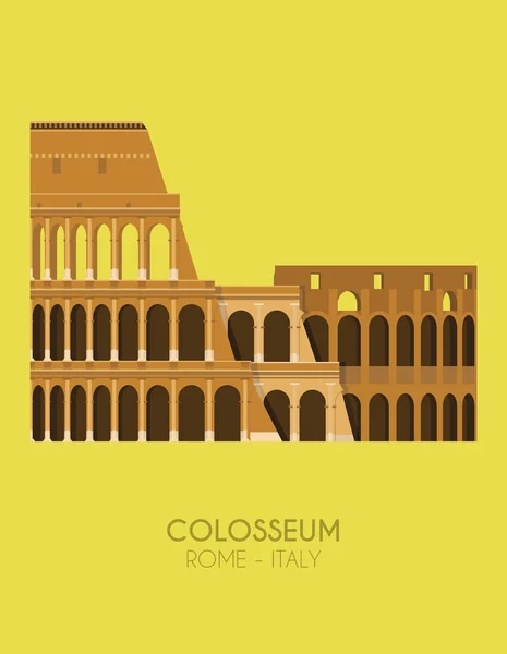 Cartaz Design Moderno Com Fundo Colorido Coliseu Roma Itália Ilustração — Vetor de Stock