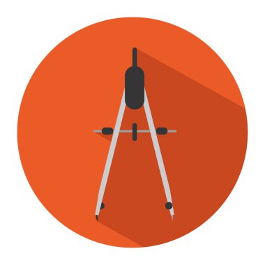 Düz stil bir pusula simgesini. Vektör çizim. Okul, matematik ve çizim kavramı.