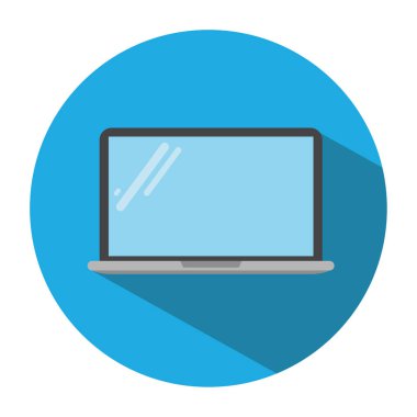 Bir dizüstü bilgisayarda düz stil simge. Vektör çizim.