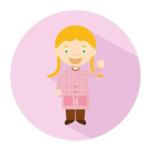 Ikon Gadis Pupil Dengan Gaya Datar Vektor Ilustrasi Konsep Sekolah - Stok Vektor