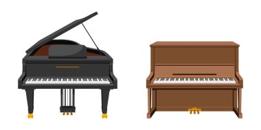 Vector illustration set of string instruments playing by striking the strings clipart