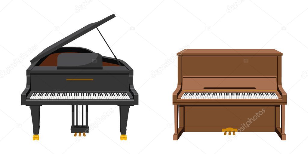 Vector illustration set of string instruments playing by striking the strings