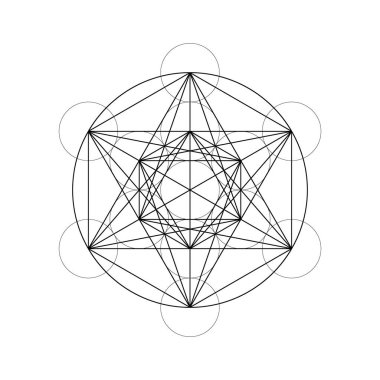 Geometrik şekiller. Kutsal Geometri Davids Star ve Metatron küp illüstrasyon vektör