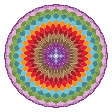Renkli geometrik şekil. Kutsal Geometri Torus Yantra ya da hipnotik göz vektör çizim