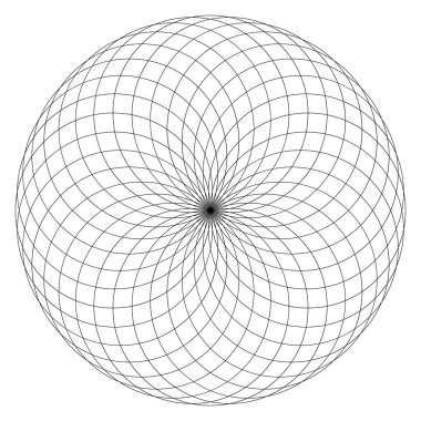 Geometrik şekil üzerinde siyah ve beyaz. Kutsal Geometri Torus Yantra ya da hipnotik göz vektör çizim