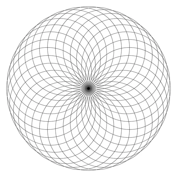 Geometrische Figur Auf Schwarz Weiß Heilige Geometrie Torus Yantra Oder — Stockvektor