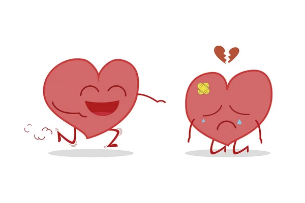 Corazón Sano Enfermo Aislado Ilustración Del Vector Fondo Blanco — Vector de stock